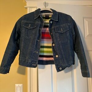 Gap Kids Jean Jacket with Multi-color knit interior